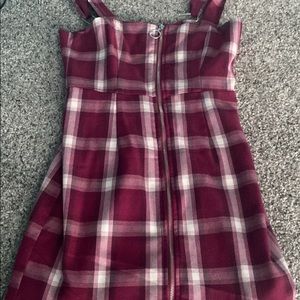 Forever21 Maroon Plaid Zip Up Dress